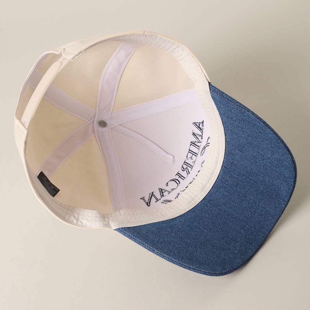 AMERICAN COWGIRL Embroidered Star Denim Trucker Hat