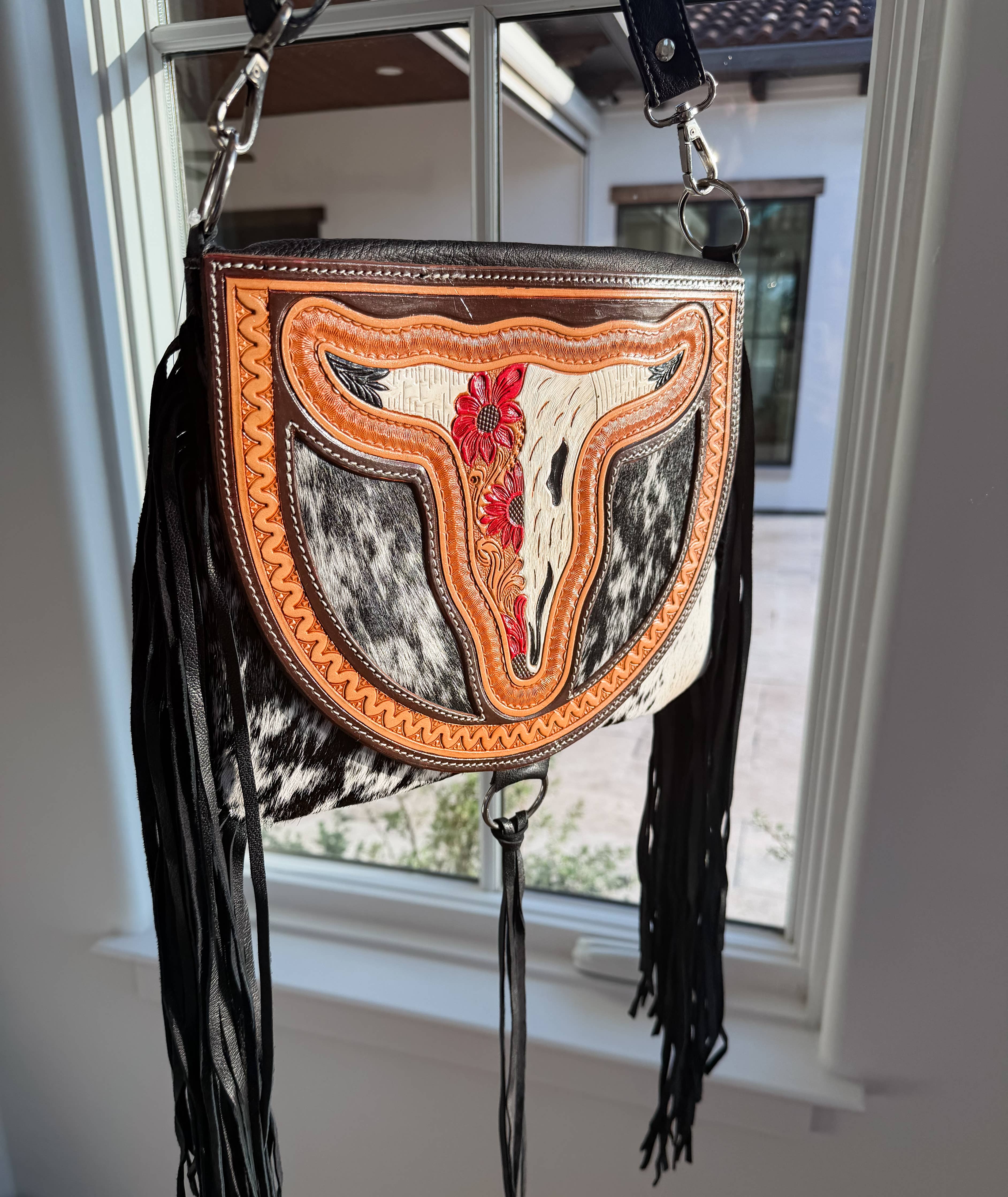 THE CAROLINE CROSSBODY steer longhorn - cowhide purse bag