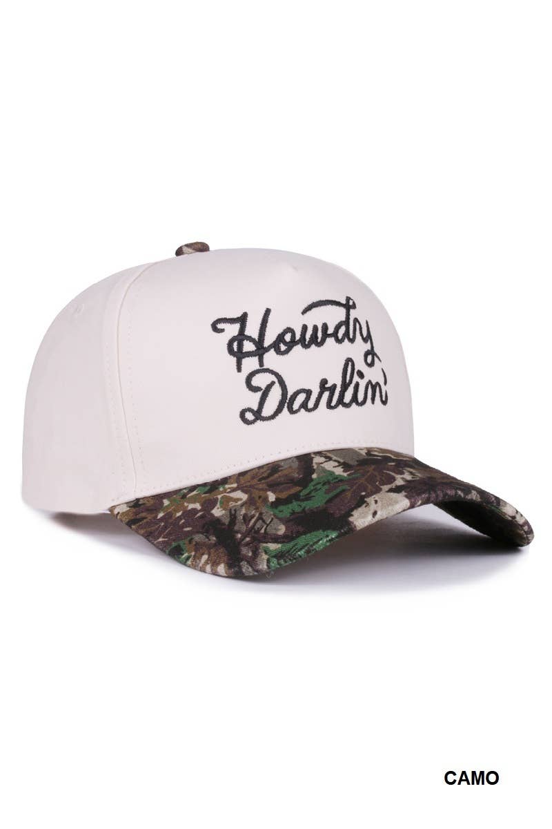 `Howdy Darlin Two Tone Canvas Cotton Cap Zenana Consgt.