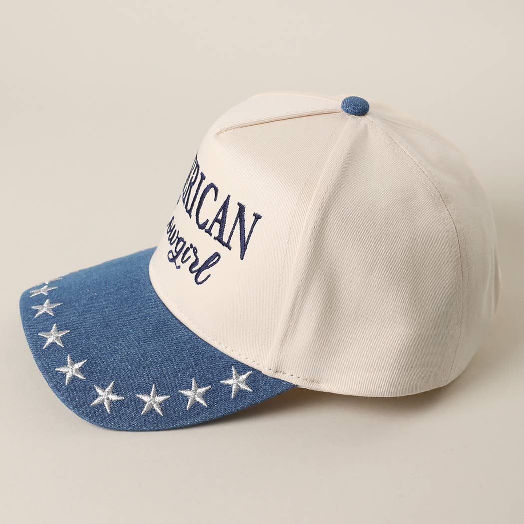 AMERICAN COWGIRL Embroidered Star Denim Trucker Hat