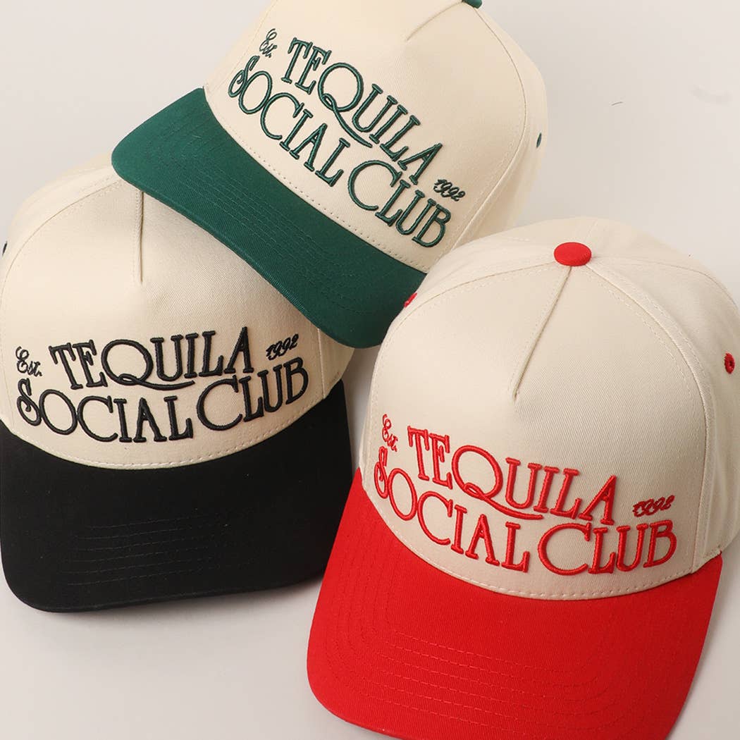Tequila Social Club 3D Text Embroidery Two-Tone Trucker Hat