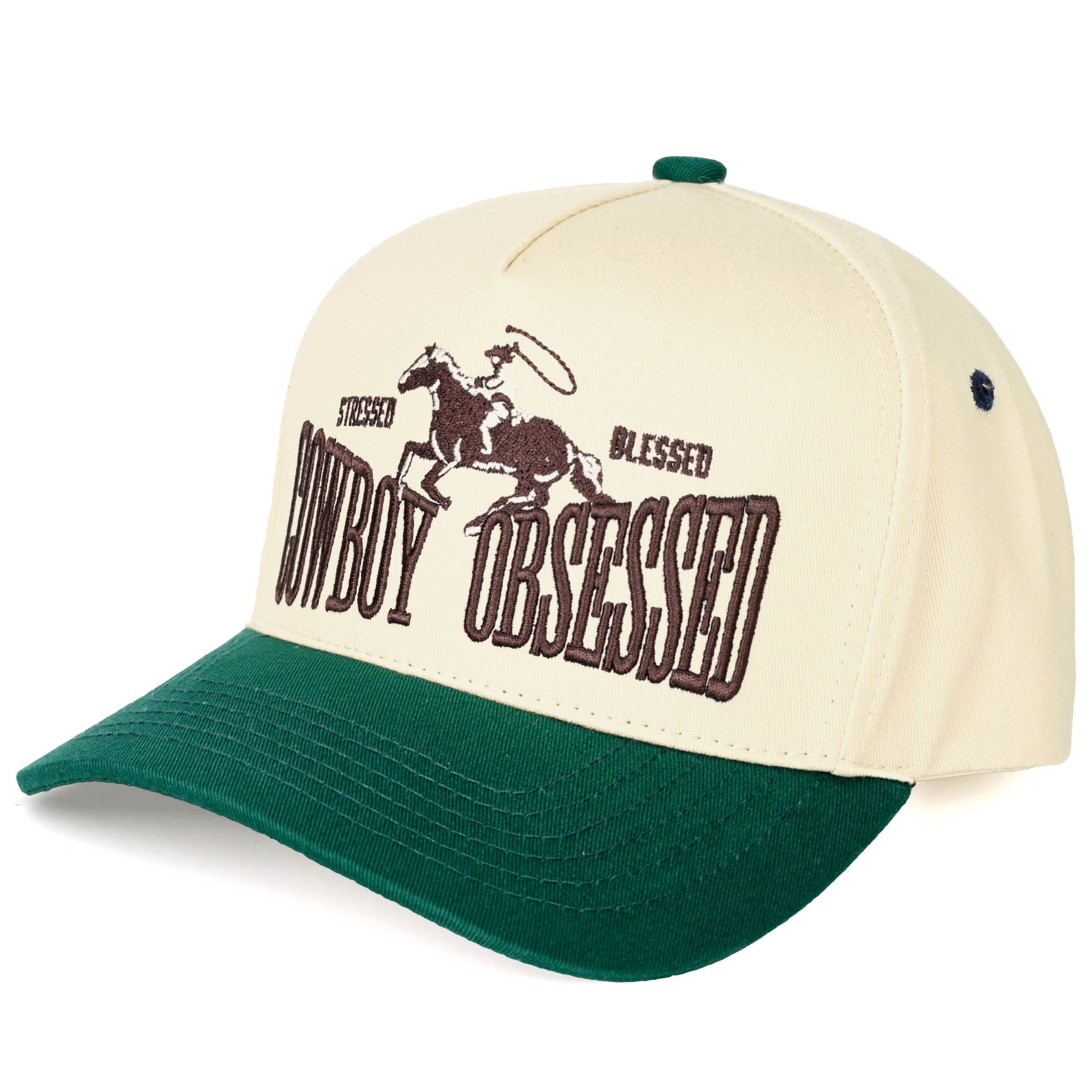 C.C COWBOY OBSESSED Embroidered Cotton Trucker Cap