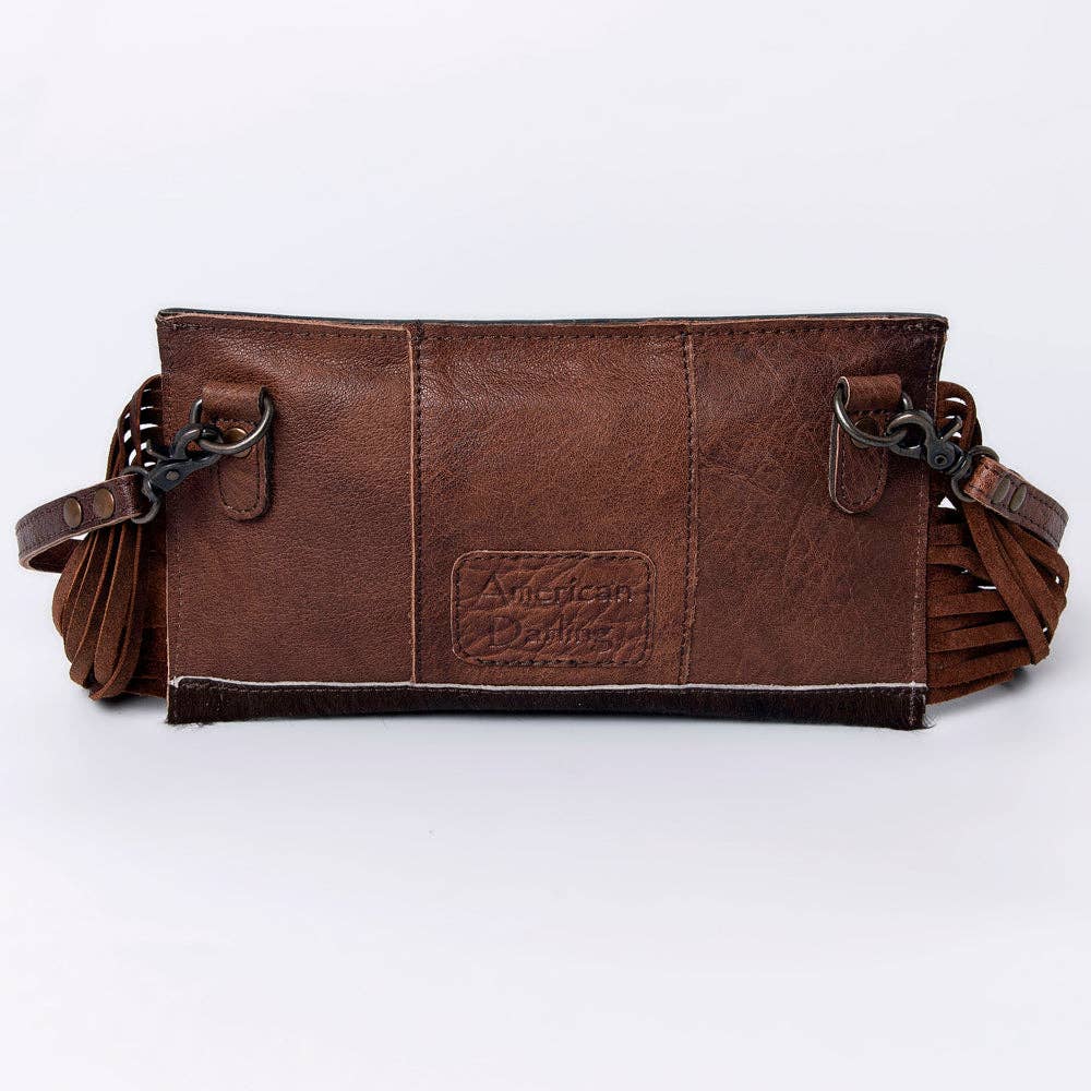 LC-ADBG924 Leather Crossbody with Hand-Tooled Floral Flap & Fringe