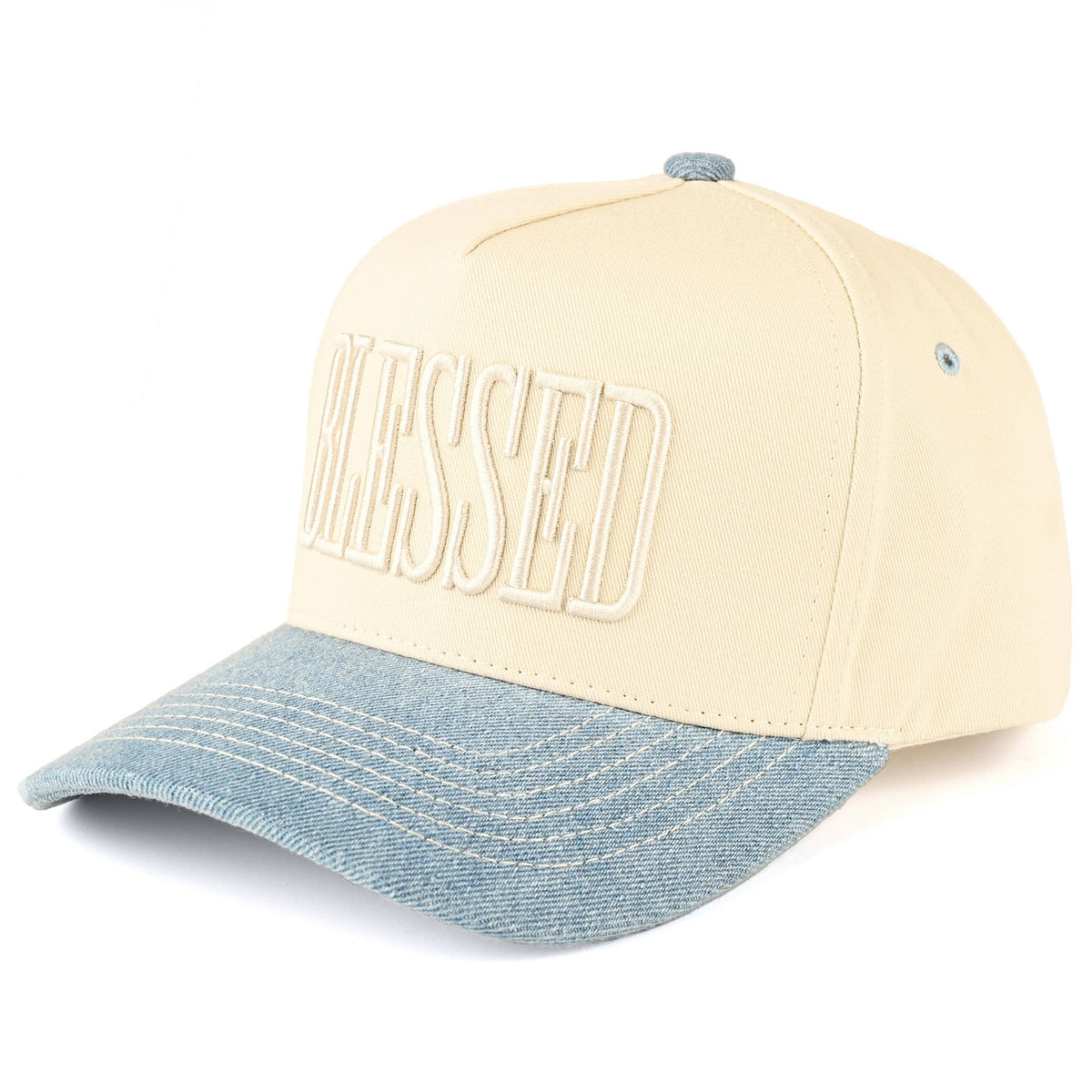 C.C BLESSED Letter Embroidered Two Tone Trucker Cap