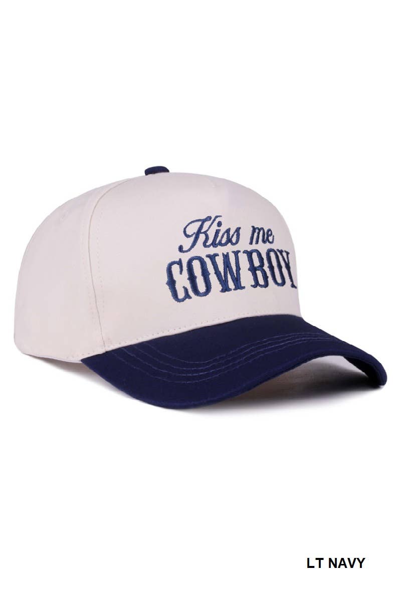 0731 Kiss Me Cowboy Two Tone Canvas Cotton Cap SI-28476