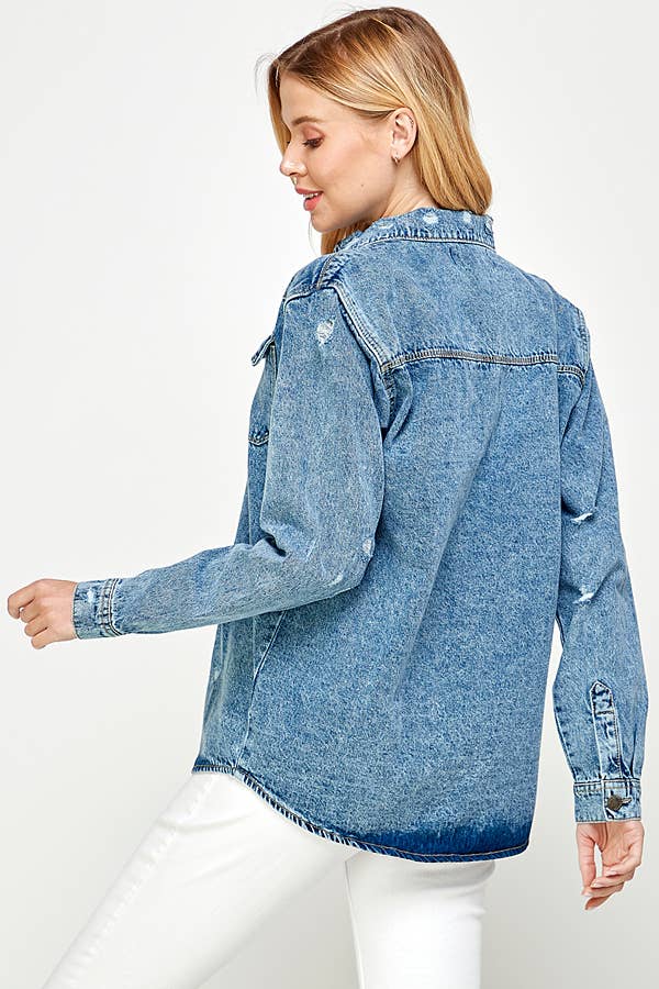 Long Sleeve Ladies Denim Shirts