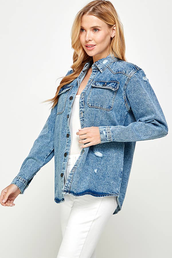 Long Sleeve Ladies Denim Shirts
