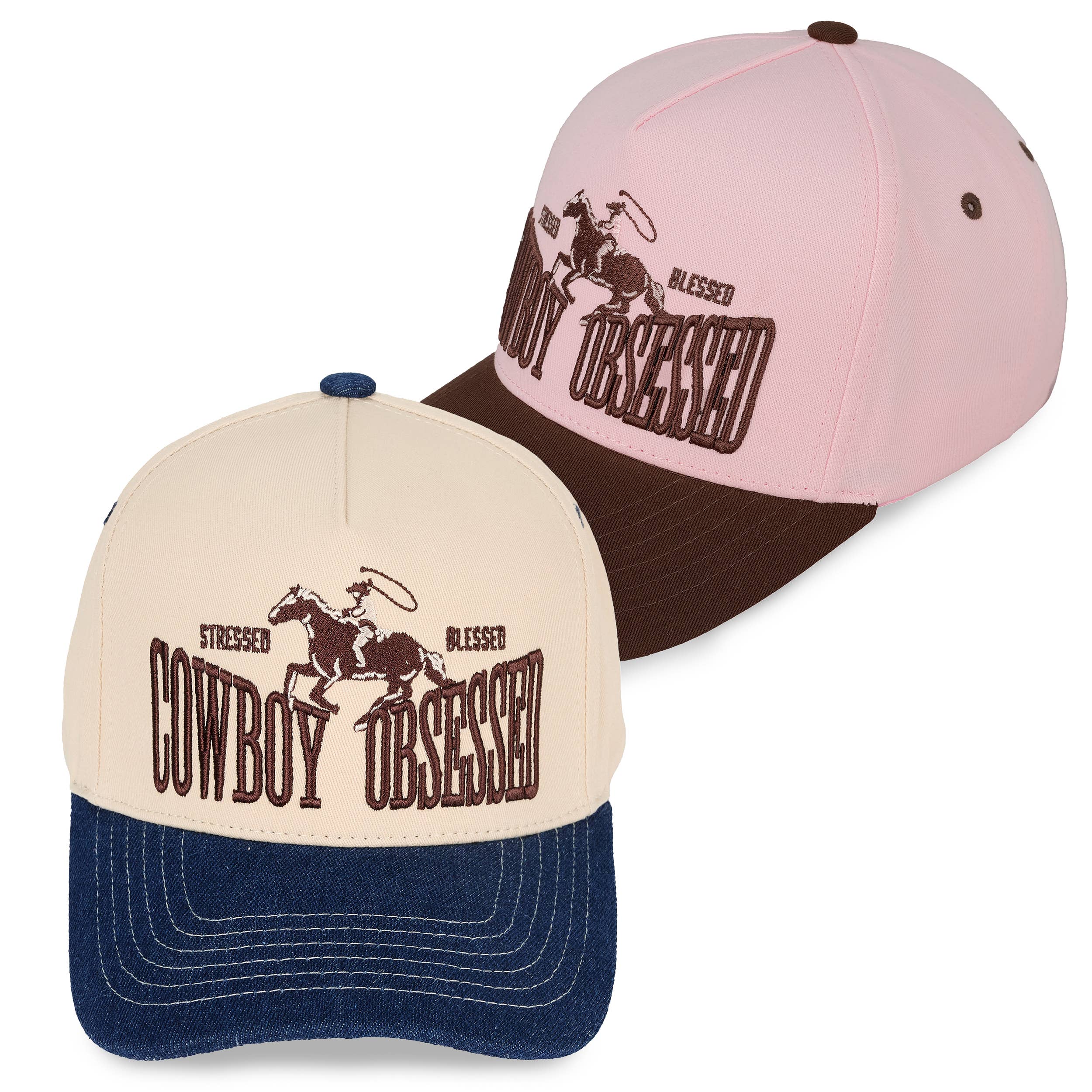 C.C COWBOY OBSESSED Embroidered Cotton Trucker Cap