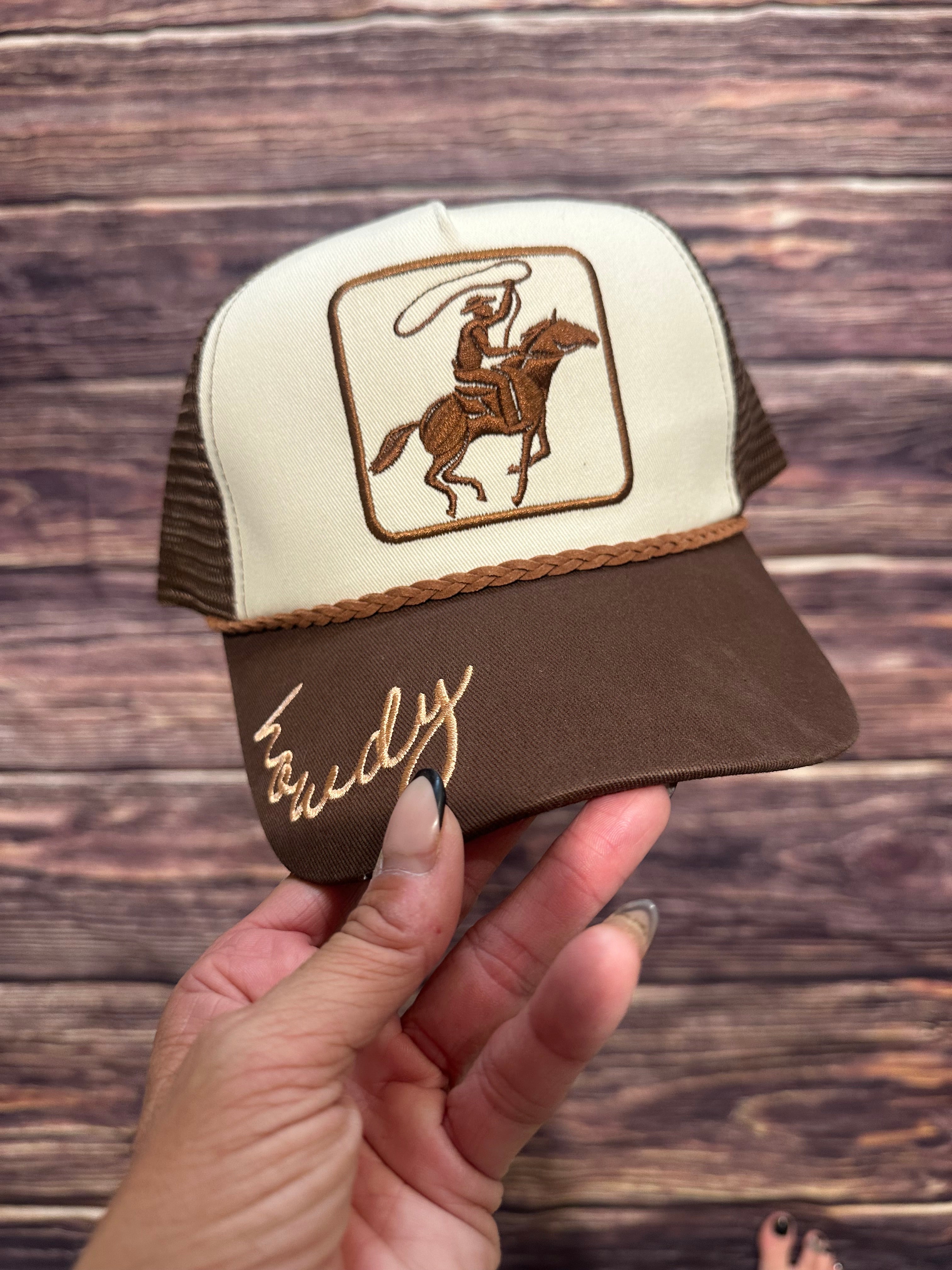 Cowboy Image Howdy Embroidery Mesh Back Cap
