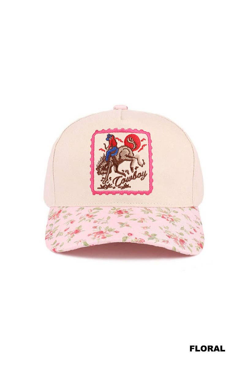 Cowboy Horse Two Tone Cotton Hat Zenana Consgt.