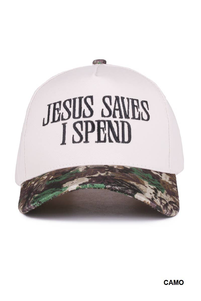 `Jesus Saves I Spend Two Tone Canvas Cotton Cap