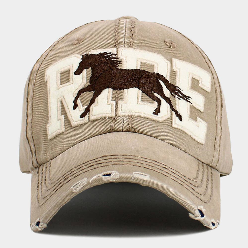 RIDE Message Western Horse Embroidered Vintage Baseball Cap
