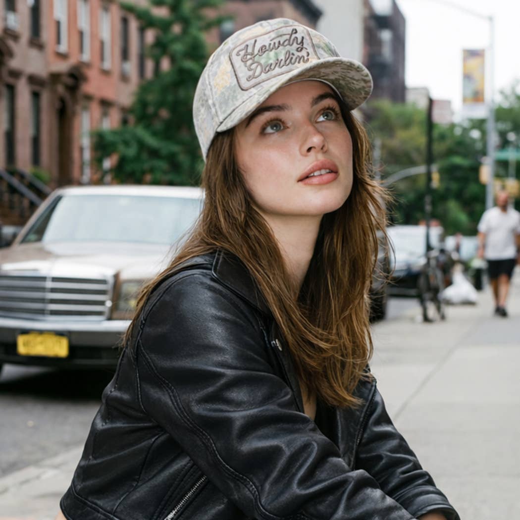 Howdy Darlin' Embroidered Patch Camo Baseball Cap