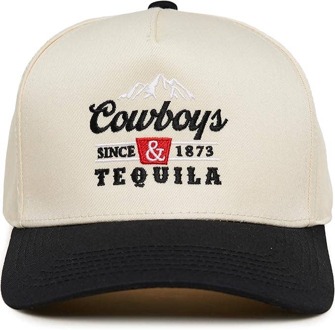 2-Tone Embroidered Cap - Cowboys and Tequila - Black/Beige
