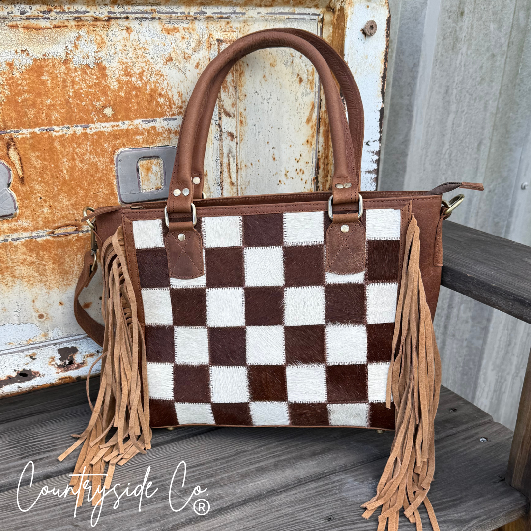Canyon Check Cowhide Purse