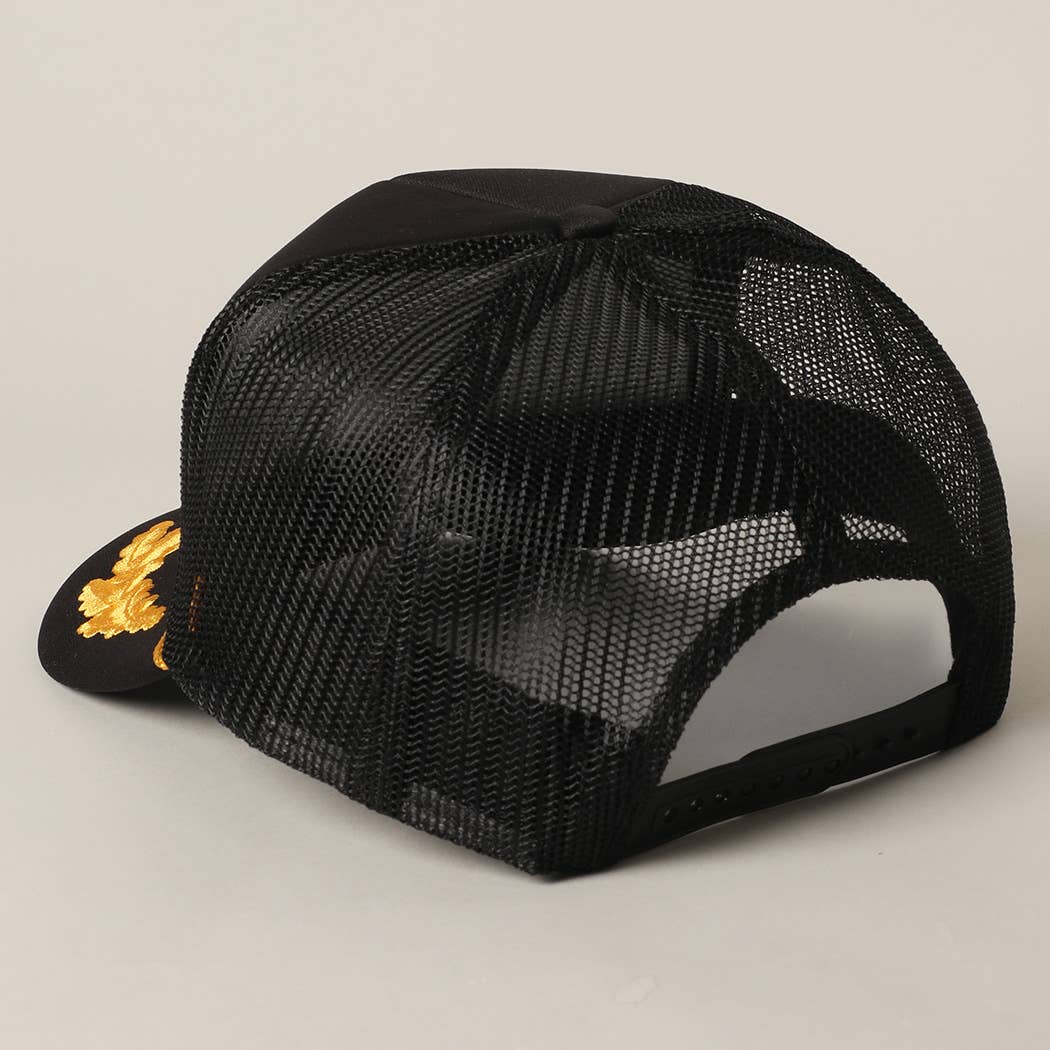 Kiss Me Cowboy Text Foam Mesh Back Trucker Hat