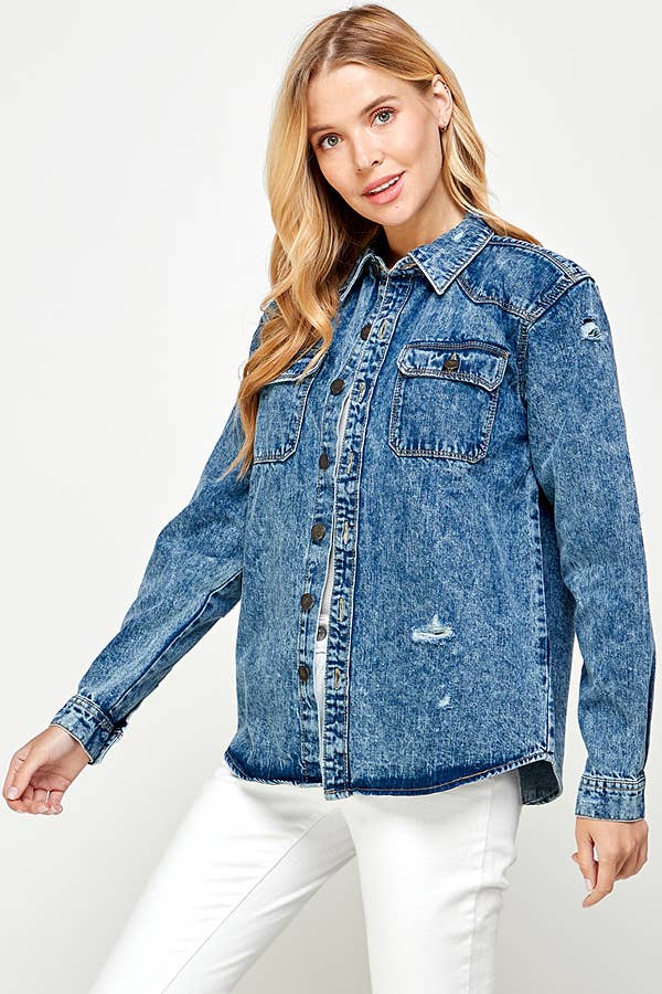 Long Sleeve Ladies Denim Shirts