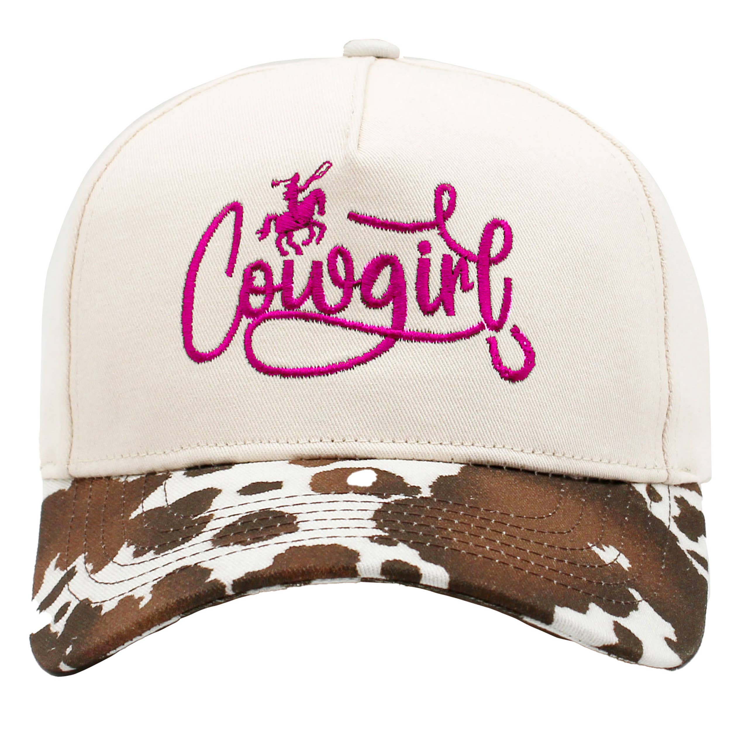 COW GIRL Embroidered Letter with Cow Pattern Baseball Cap