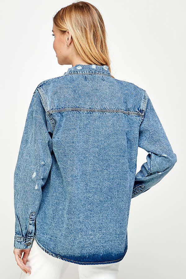 Long Sleeve Ladies Denim Shirts