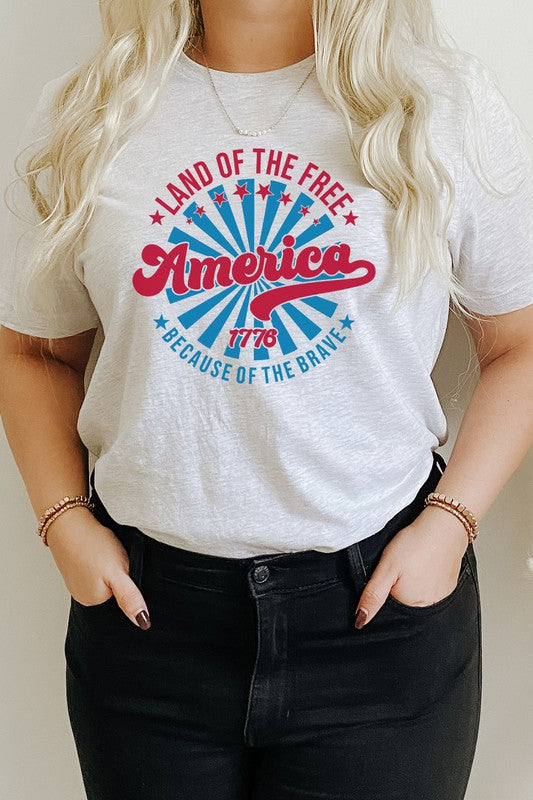 America Land Of The Free Of The Brave Graphic Tee