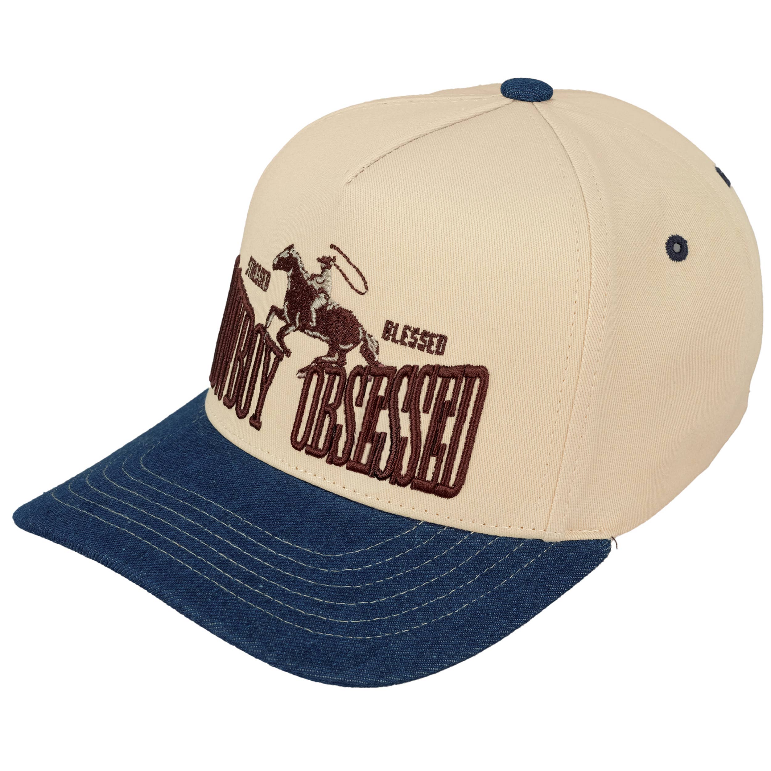 C.C COWBOY OBSESSED Embroidered Cotton Trucker Cap