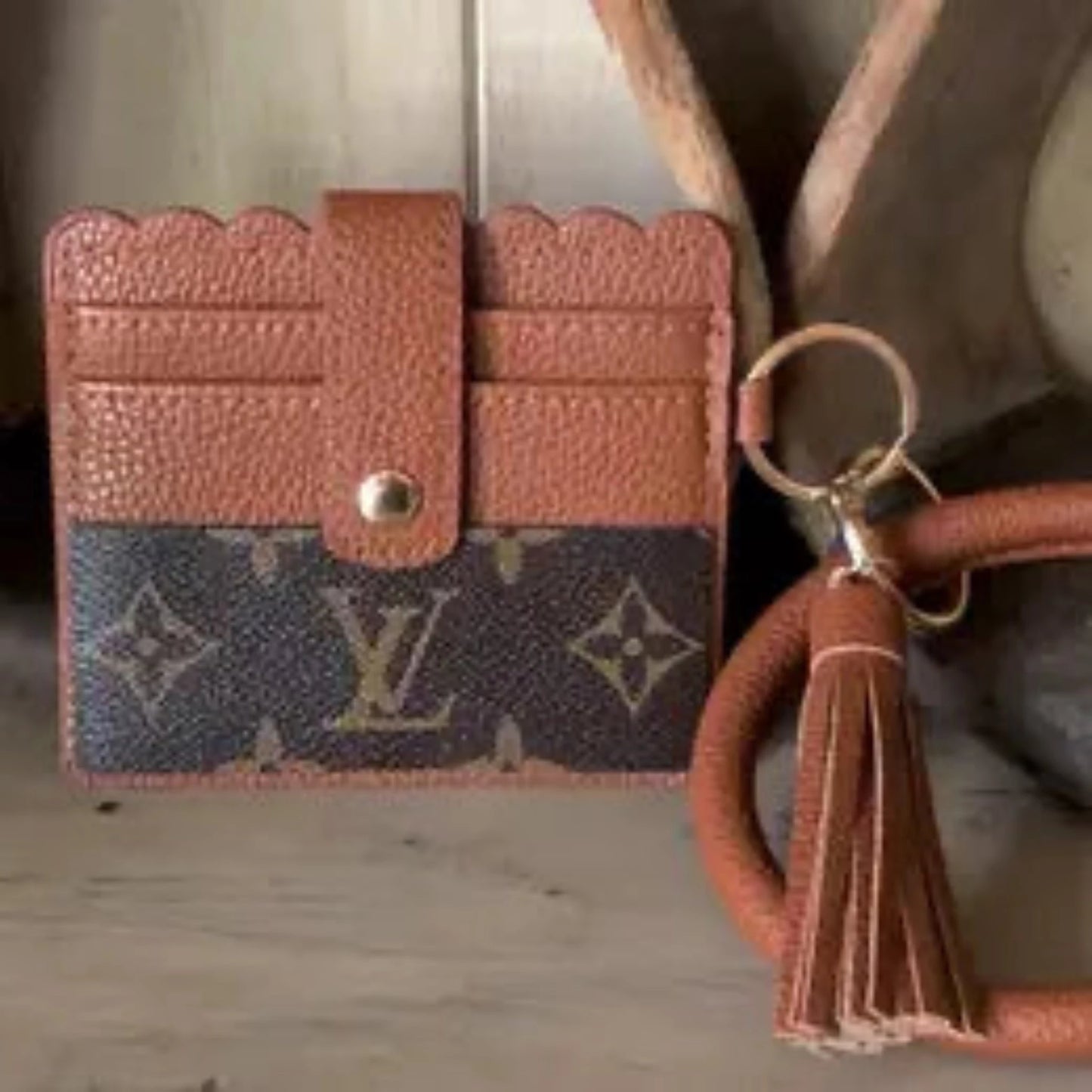 Handbag - Upcycled LV Card Holder Wristlet Bangle