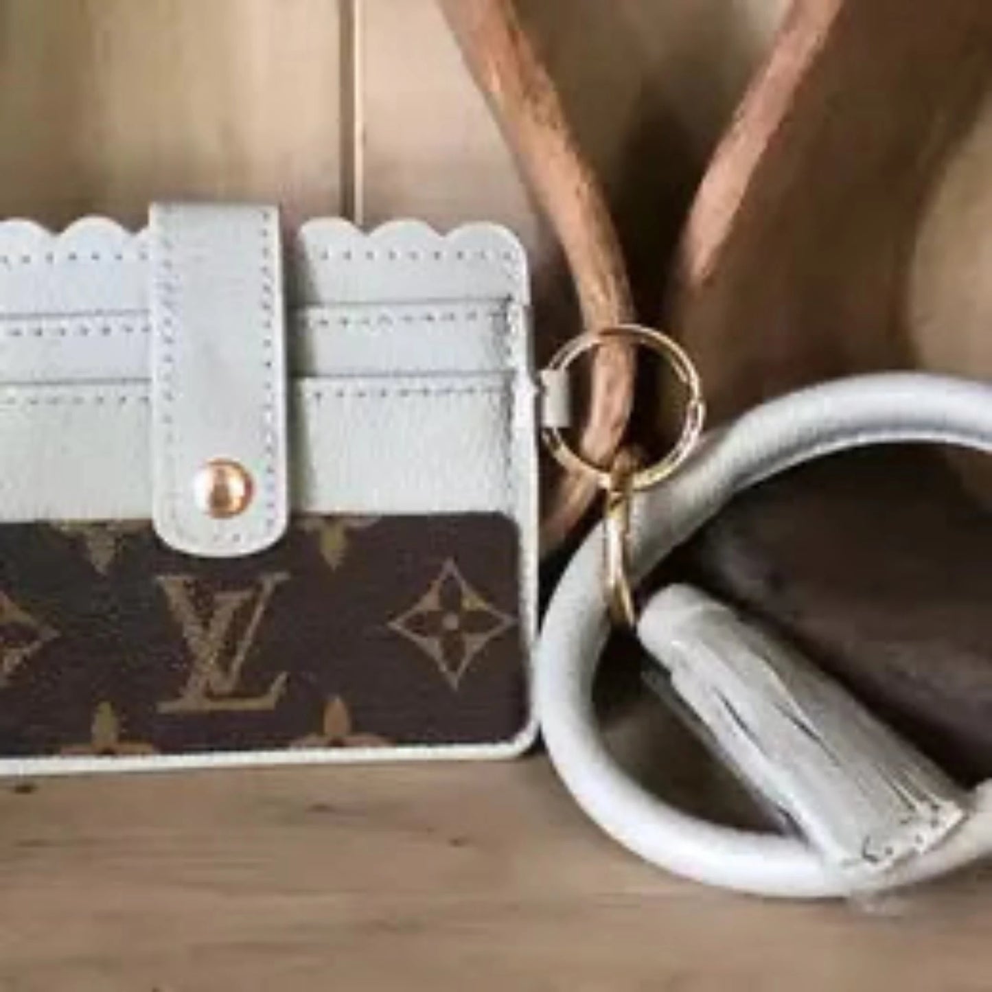 Handbag - Upcycled LV Card Holder Wristlet Bangle